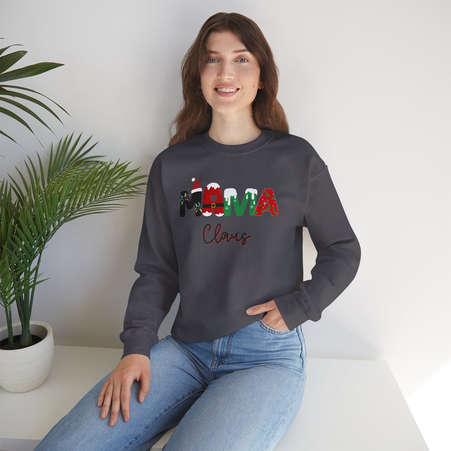 Festive 'MAMA Claus' Sweatshirt for Holiday Cheer, Christmas spirit wear, gift for her