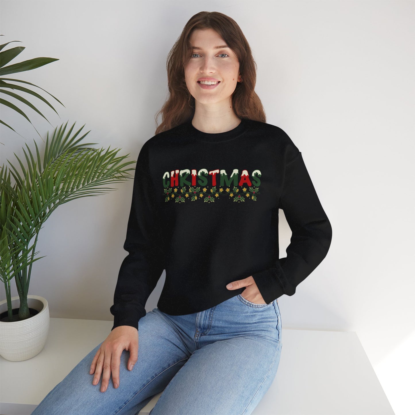 Christmas Vines Sweatshirt, Holiday Spirit wear, festive top