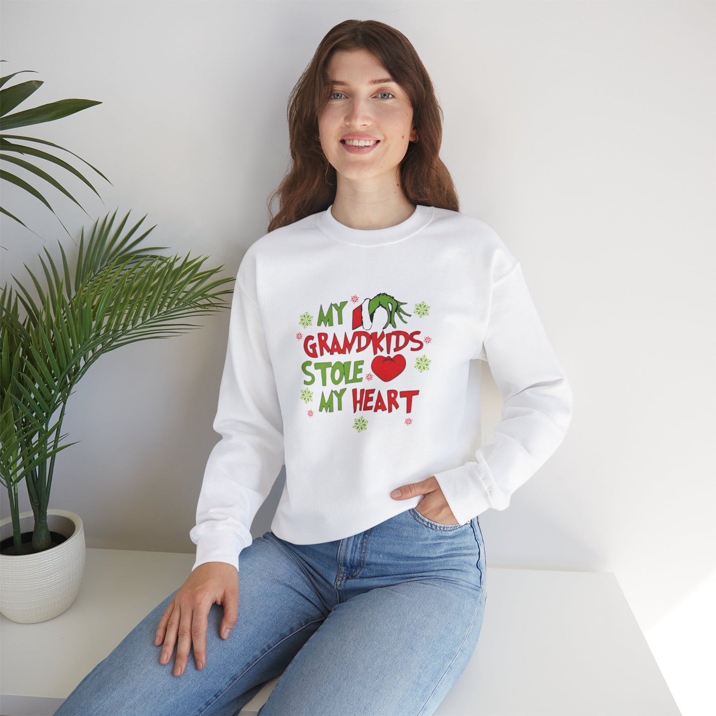 My Grandkids Stole My Heart Sweatshirt - Cozy Gifts for Grandparents, Mr. Grinch holiday wear