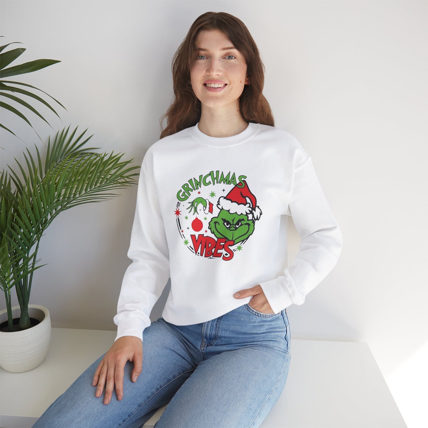 Grinchmas Vibes Sweatshirt - Christmas holiday season wear, gift