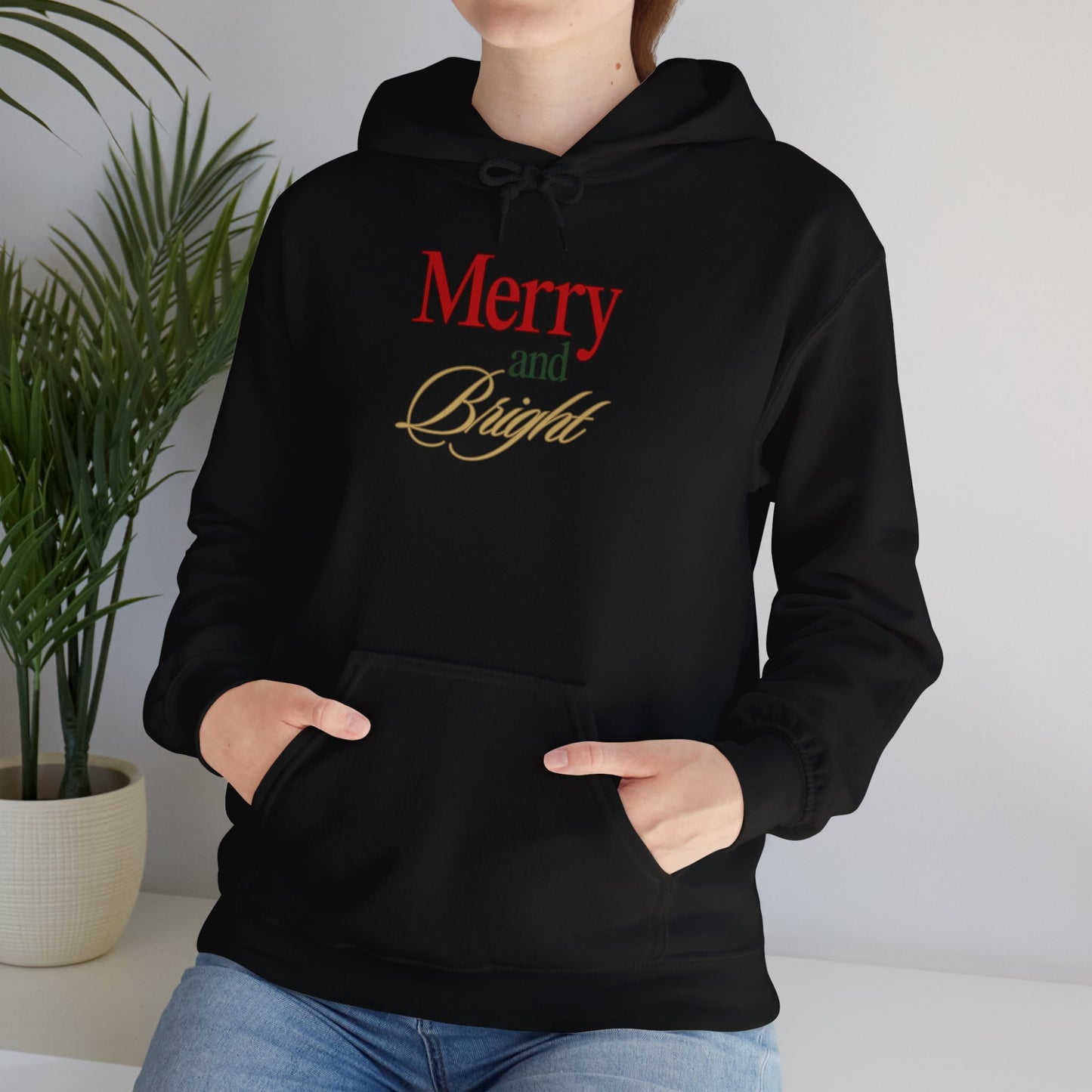 Merry and Bright Hoodie, Christmas Sweatshirt, Festive T-shirt, Holiday Jumper, Cheerful Winter Clothes