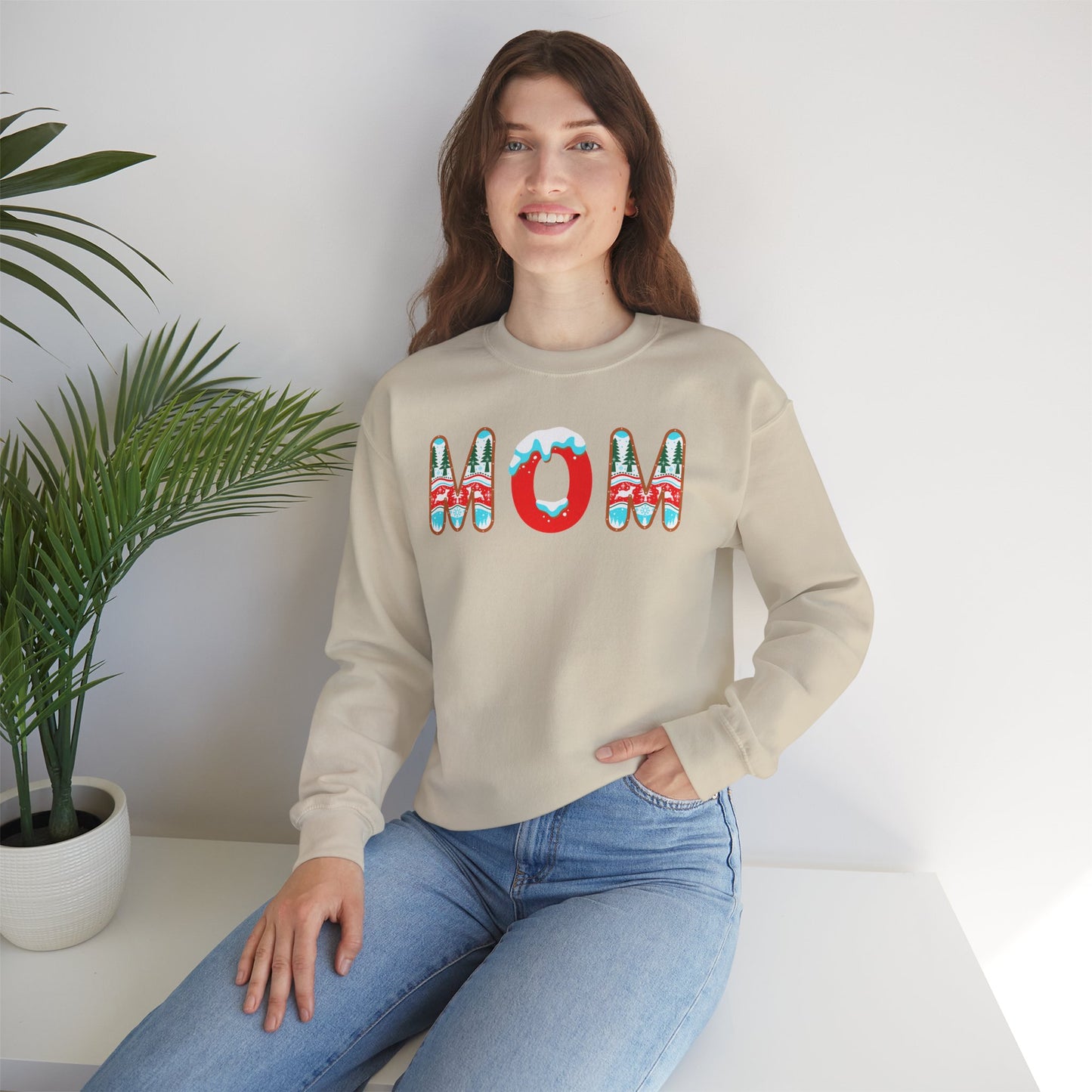 Festive 'MOM' Unisex Crewneck Sweatshirt - Cozy Holiday Apparel