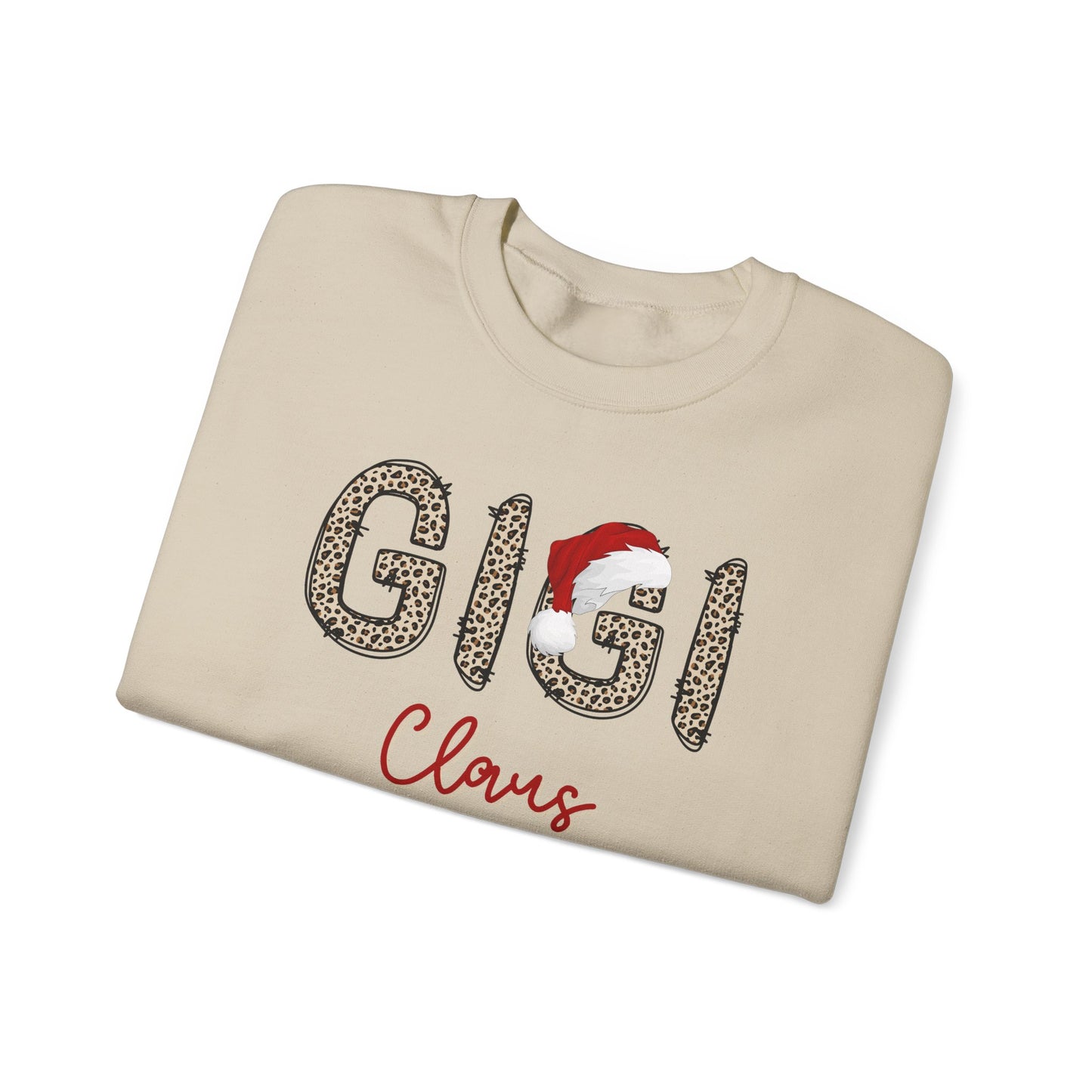 Gigi Claus Crewneck Sweatshirt - Festive Leopard Print for Holiday Cheer, festive wear, gift for her