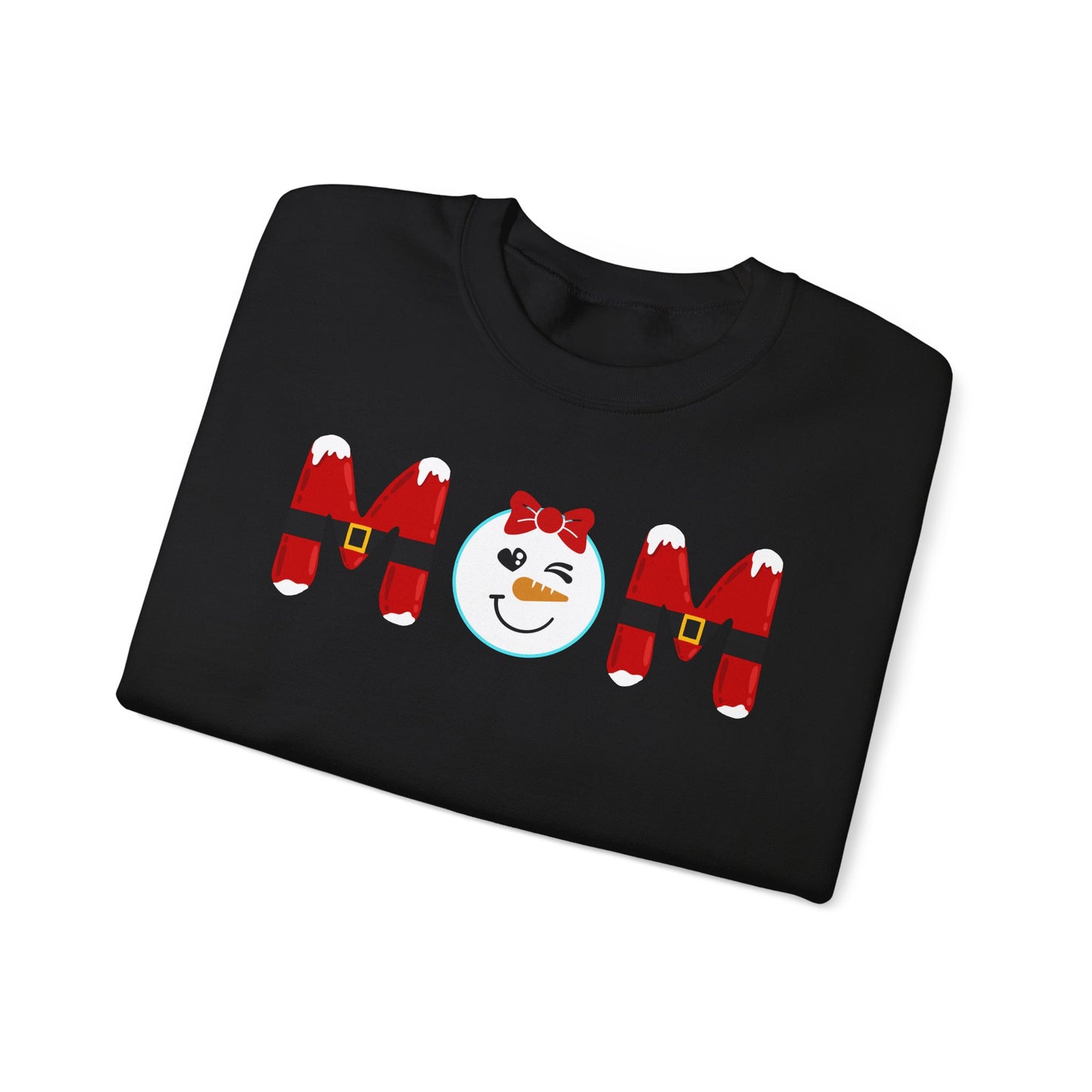 Crewneck Sweatshirt Snowman Face MOM Logo Design