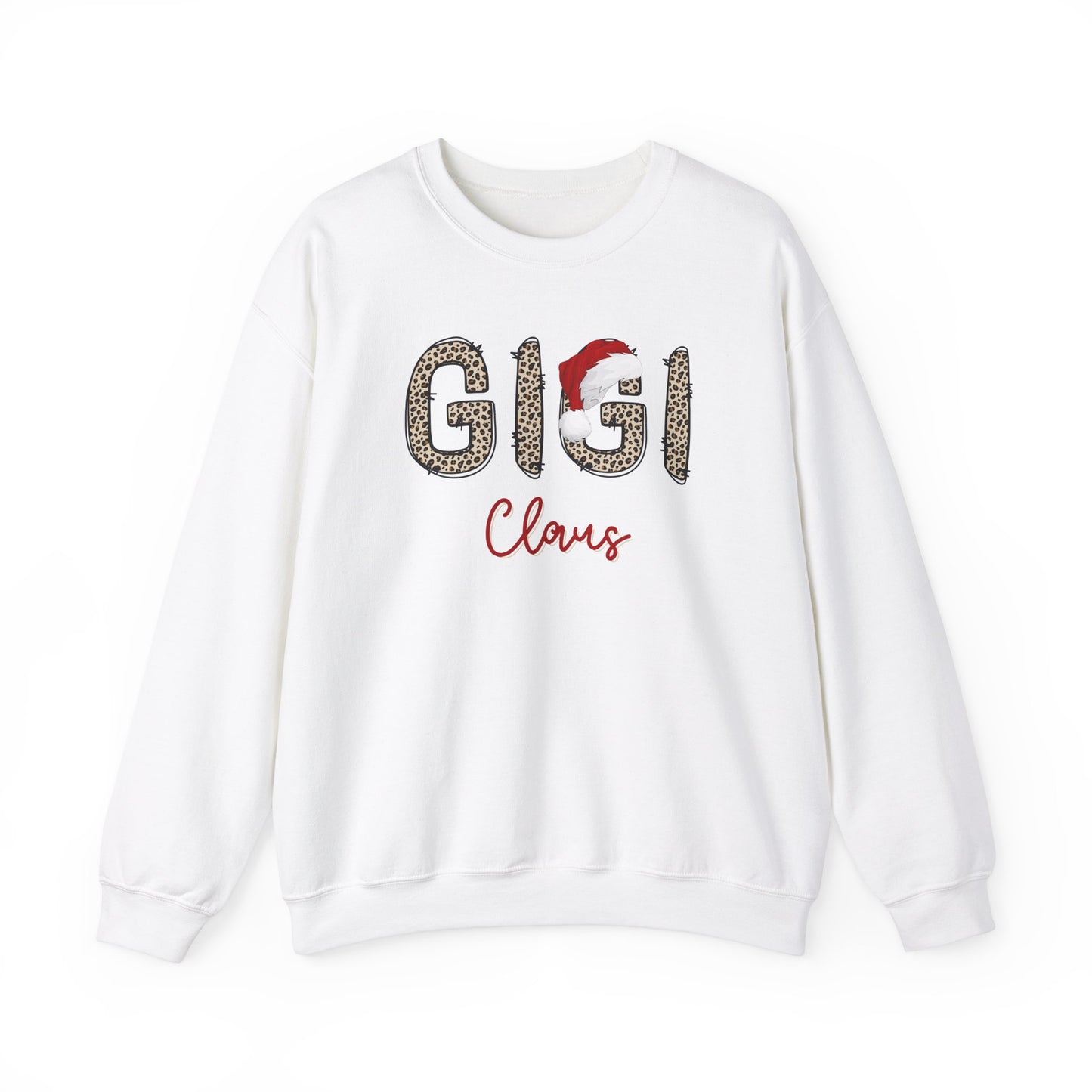 Gigi Claus Crewneck Sweatshirt - Festive Leopard Print for Holiday Cheer, festive wear, gift for her