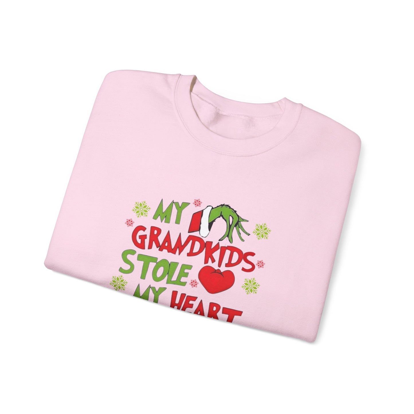 My Grandkids Stole My Heart Sweatshirt - Cozy Gifts for Grandparents, Mr. Grinch holiday wear