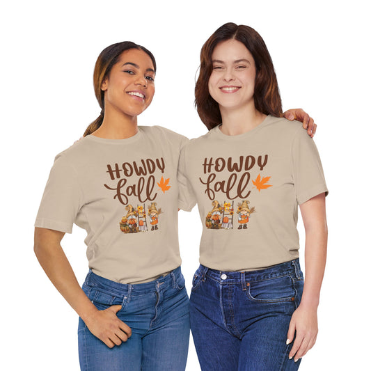 Howdy Fall Unisex Jersey Short Sleeve Tee, Fall Vibes tee