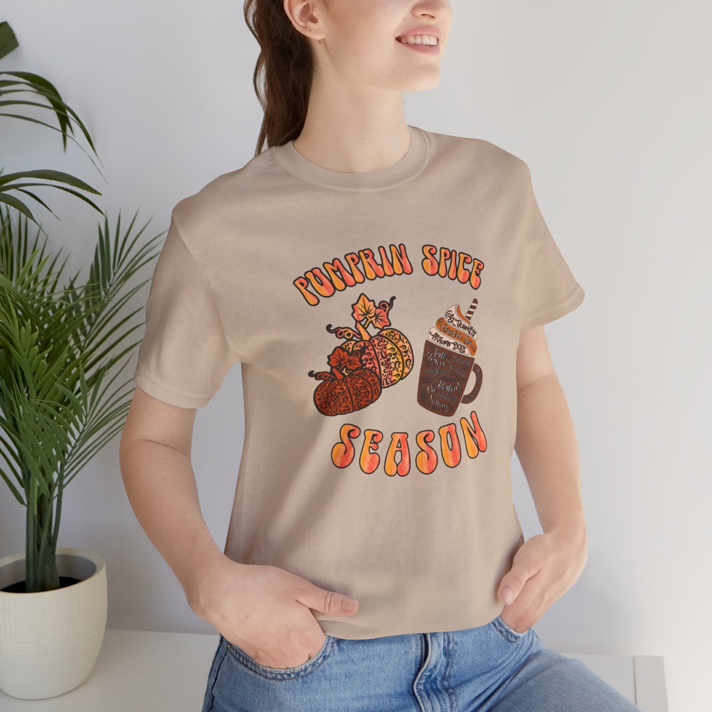 Pumpkin Spice Season Unisex Jersey Short Sleeve Tee, Thanksgiving, Fall, Fall season, pumpkins, spice, latte, trendy