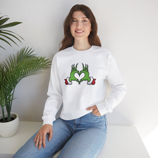 Green Heart Crewneck Sweatshirt - Unisex Heavy Blend™ - Perfect for Valentine's Day and Everyday Wear