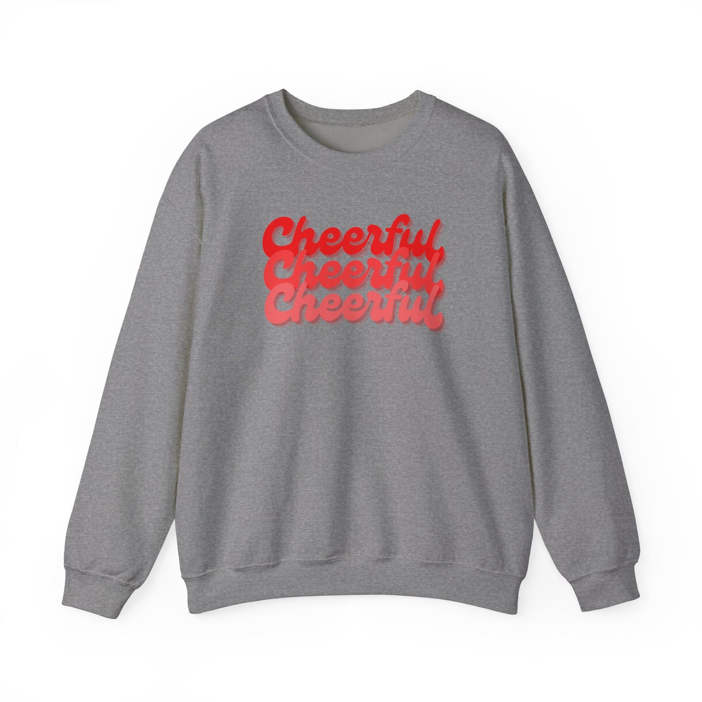 Cheerful Logo Sweatshirt, Uplifting Christmas Apparel, Holiday Jumper for Men Women, Crewneck Pullover, Festive Winter Clothing