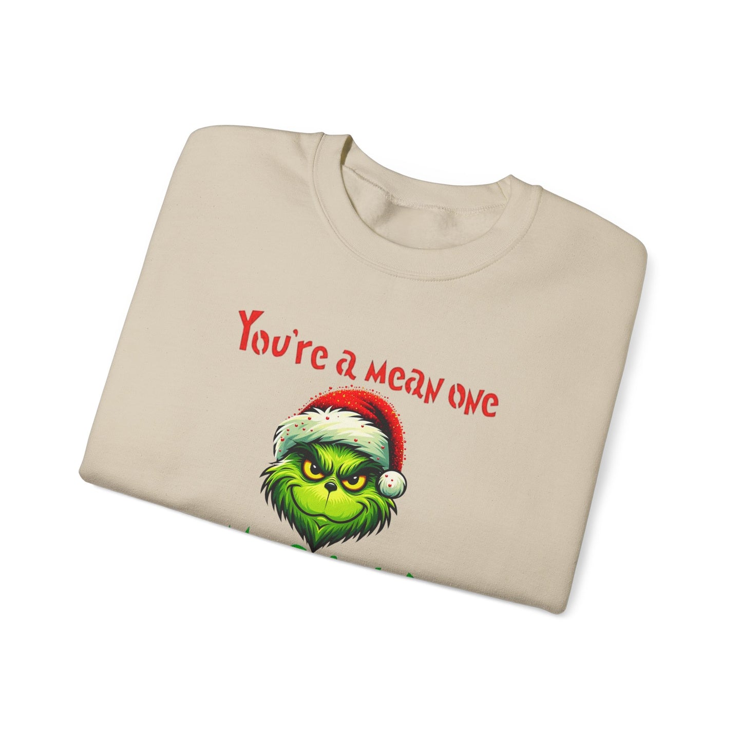 Grinch "You're a Mean One" Unisex Crewneck Sweatshirt, Christmas spirit wear, Holiday season top