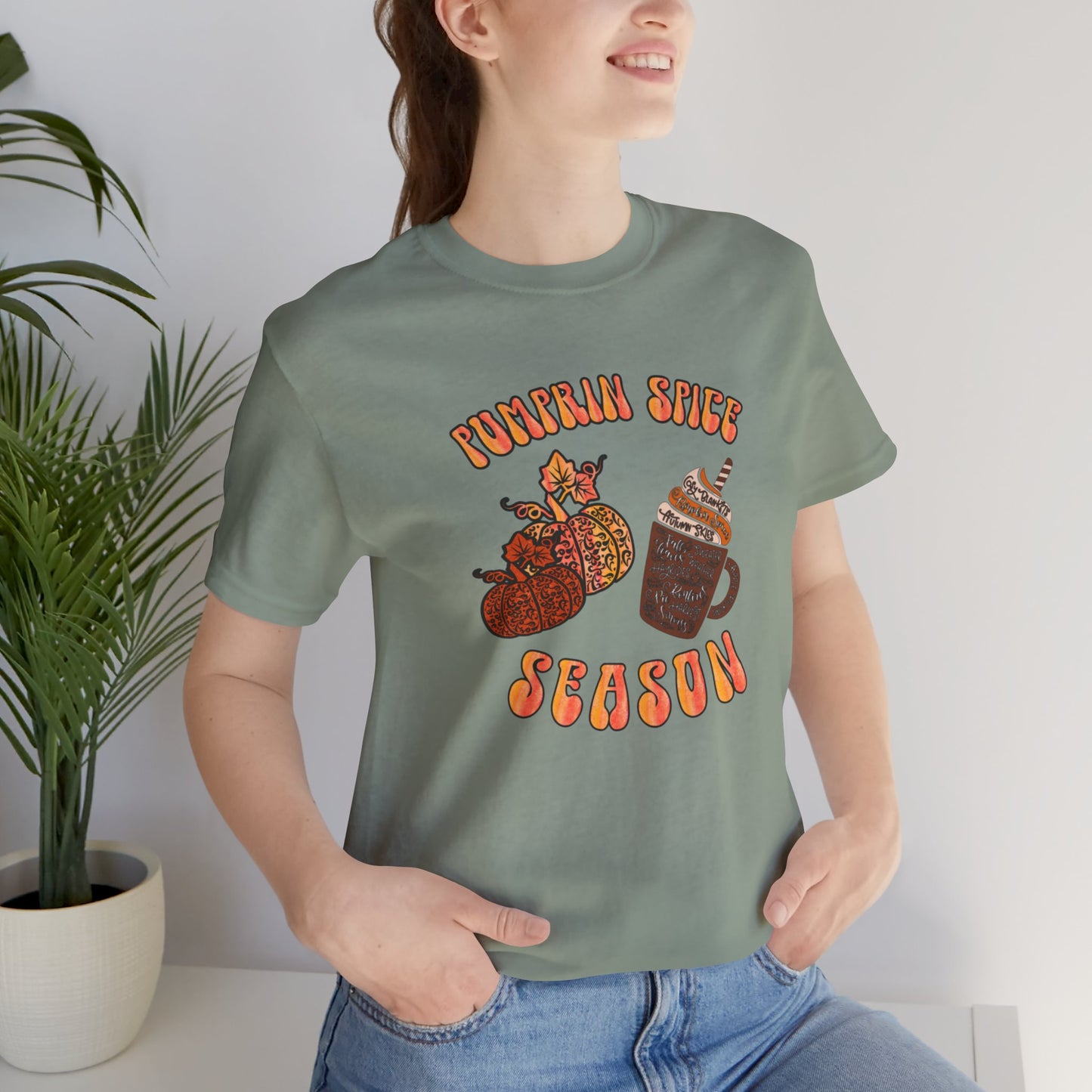 Pumpkin Spice Season Unisex Jersey Short Sleeve Tee, Thanksgiving, Fall, Fall season, pumpkins, spice, latte, trendy