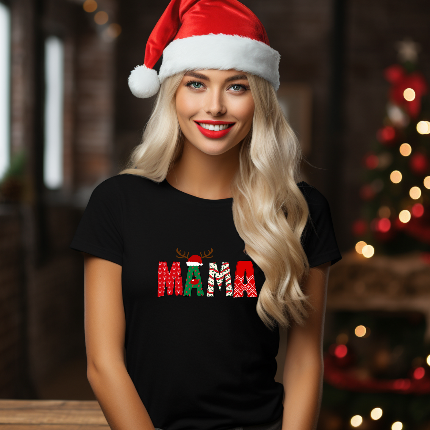 Mama  Heavy Cotton Tee - Festive Holiday T-Shirt for Moms