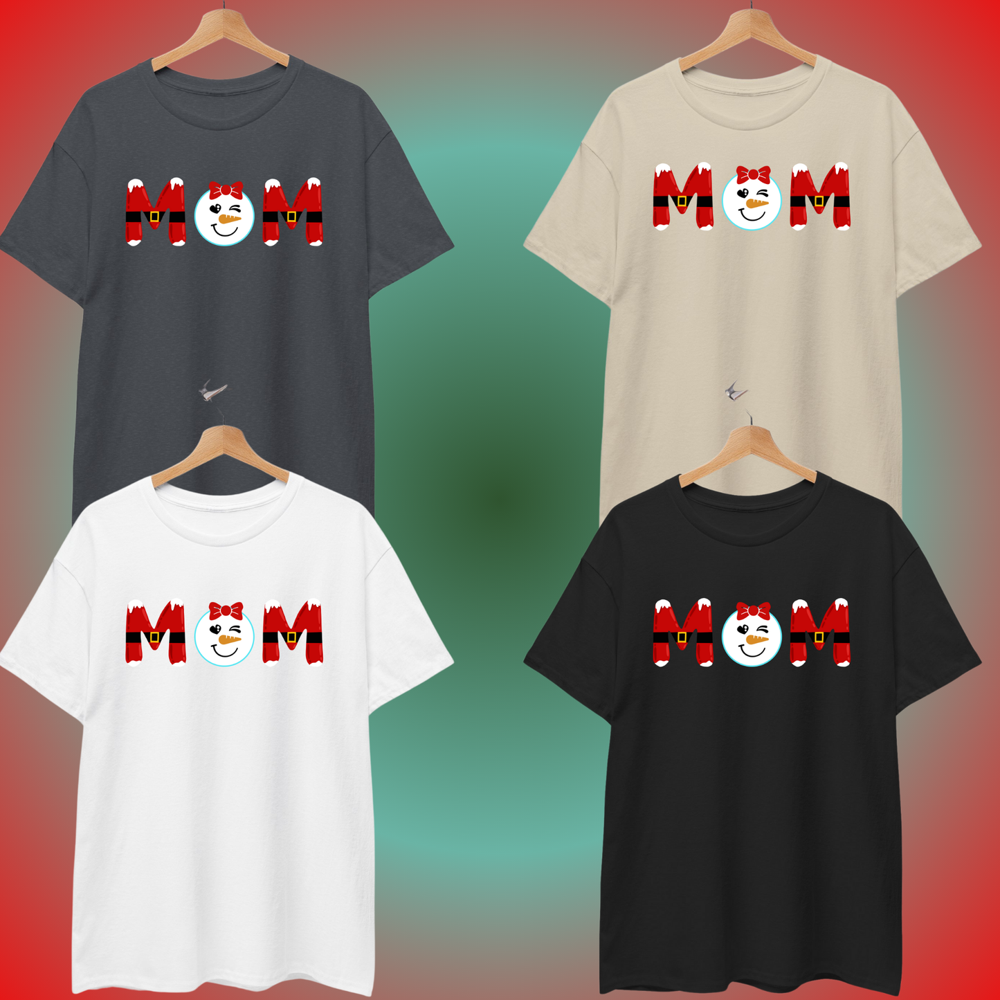 Christmas MOM Tee, Snow Man t-shirt, Christmas spirit wear