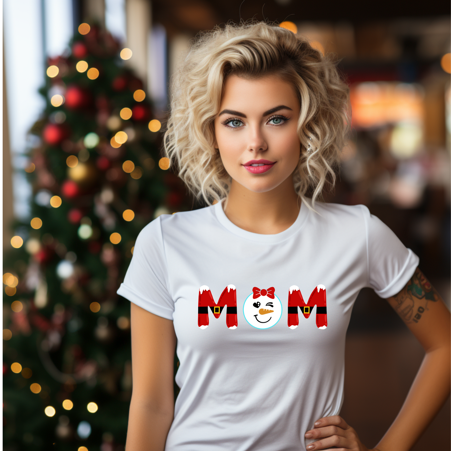 Christmas MOM Tee, Snow Man t-shirt, Christmas spirit wear