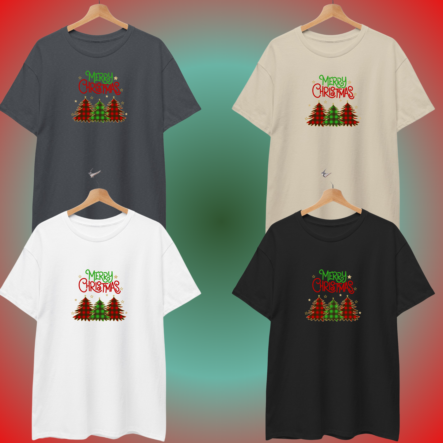 Merry Christmas Tee - Holiday T-Shirt with Festive Tree Design